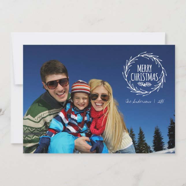 Carte photo de vacances de Noël à main tirée (Devant)
