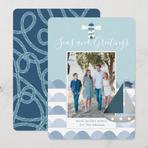 Carte photo de vacances de Noël côtier