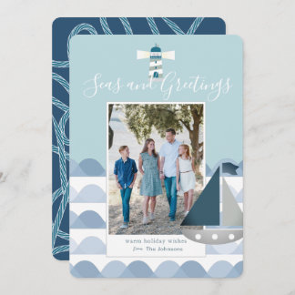 Carte photo de vacances de Noël côtier