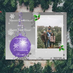 Carte photo de vacances de Noël Fancy violet