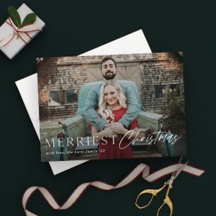 Carte Photo de vacances de Noël Minimal Script Merriest 