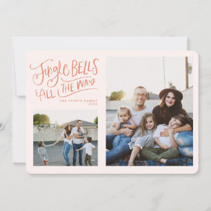 Carte photo de vacances de Pink and Red Jingle Bel