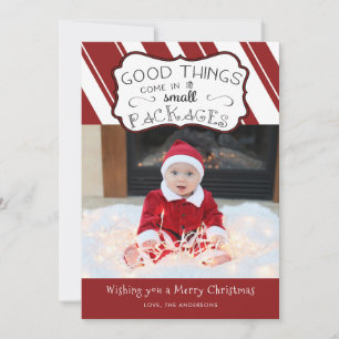 Carte photo de vacances du premier Noël du bébé