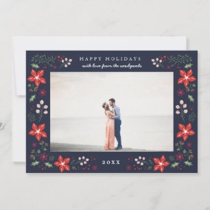 Carte photo de vacances Floral Frame en Marine