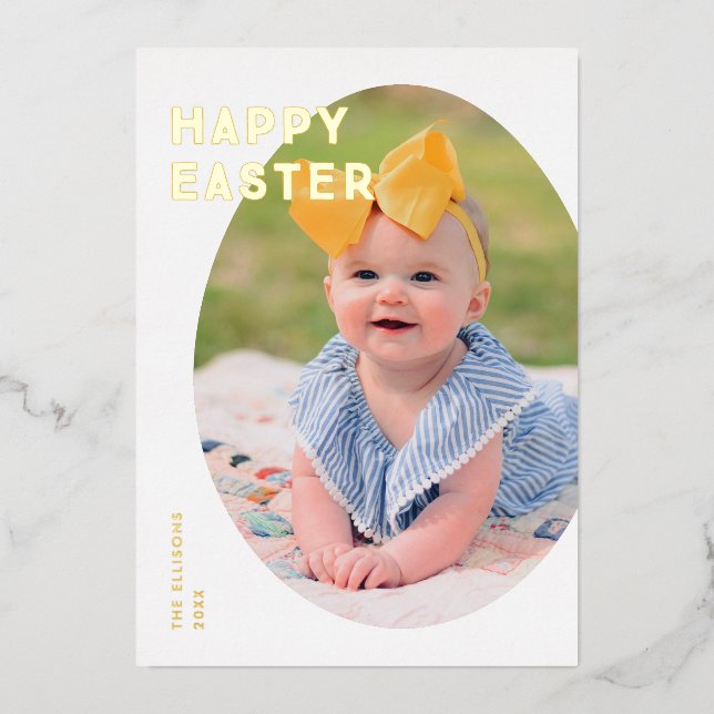 Carte photo de vacances Foil Easter Oeuf Frame - B (Recto)