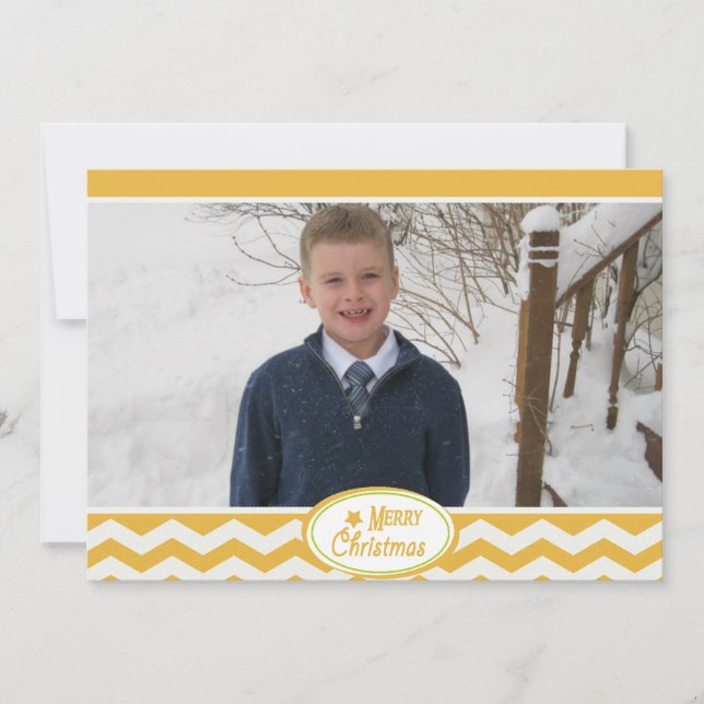 Carte photo de vacances Gold Chevron Stripe (Devant)