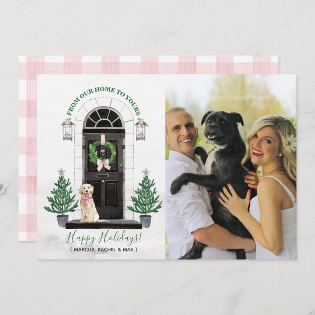 Carte photo de vacances Golden Retriever (Devant / Derrière)