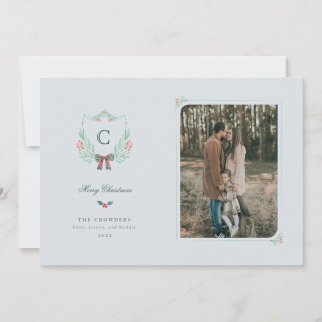 Carte photo de vacances Monogram Crest (Devant)