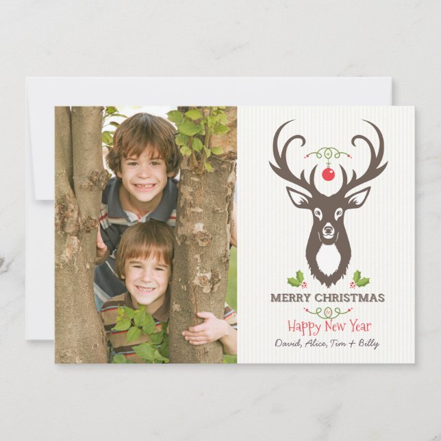 Carte photo de vacances Noël Deer (Devant)