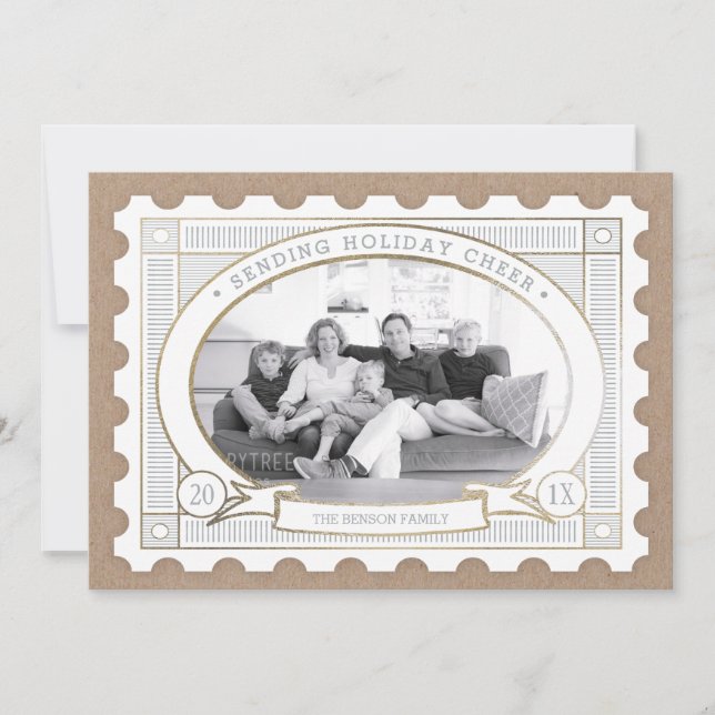 Carte photo de vacances pour timbres-poste vintage (Devant)