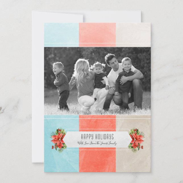 Carte photo de vacances Red Blue Color Block (Devant)