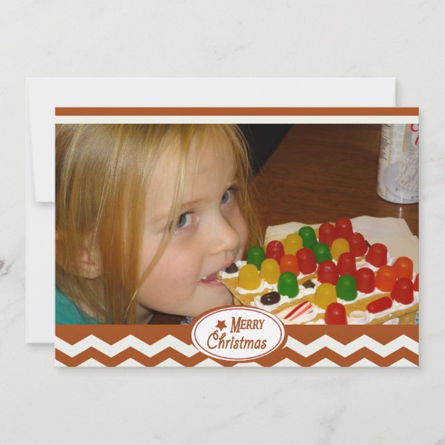 Carte photo de vacances Red Chevron Stripe (Devant)