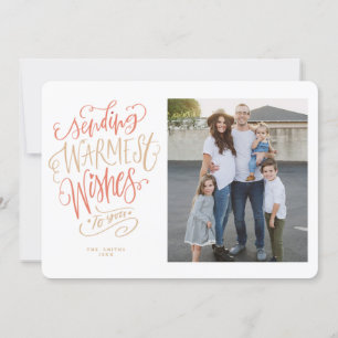 Carte photo de vacances Red et Gold Warmest Wis