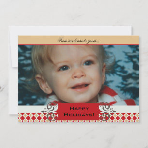 Carte photo de vacances Red et Tan Jacquard