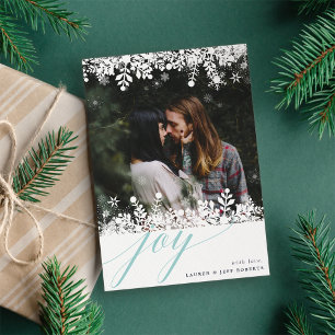 Carte photo de vacances Snowflake Frame Givre