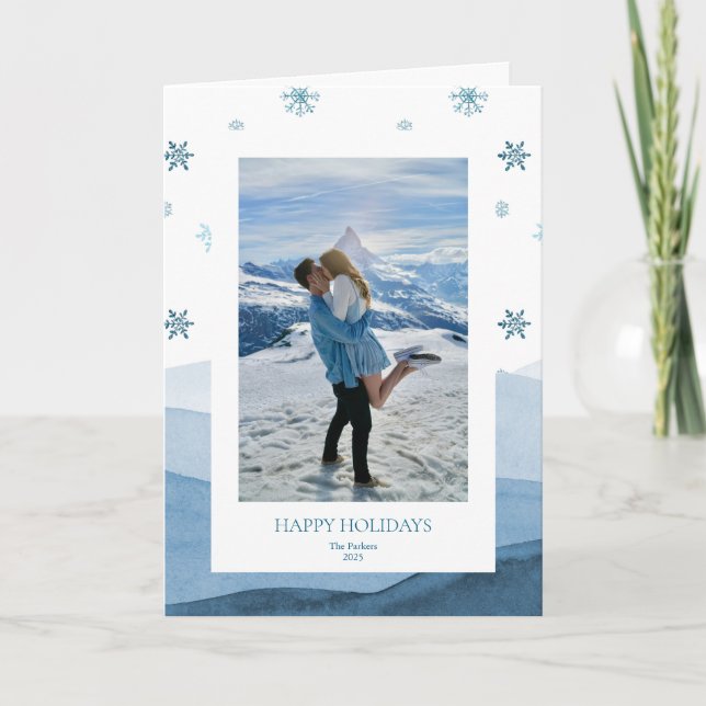 Carte photo de vacances Snowy Blue (Devant)