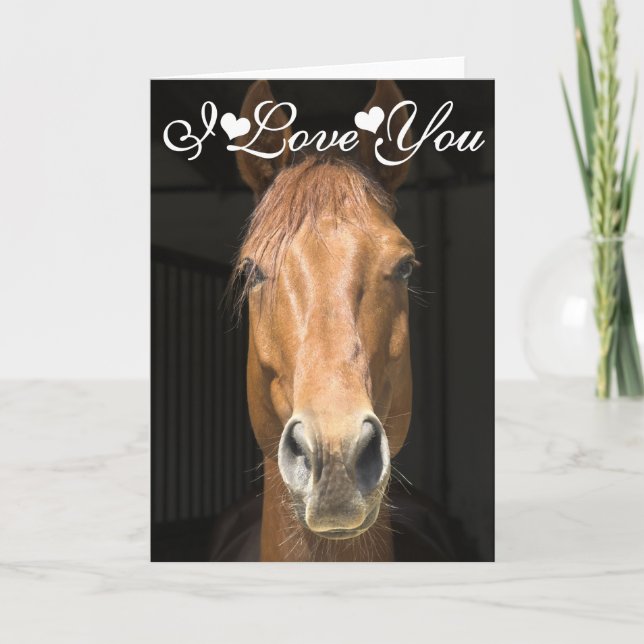 Carte Photo de Visage de Cheval Je T'Aime (Devant)