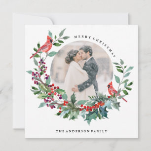Carte photo de Wreath Robin Holiday