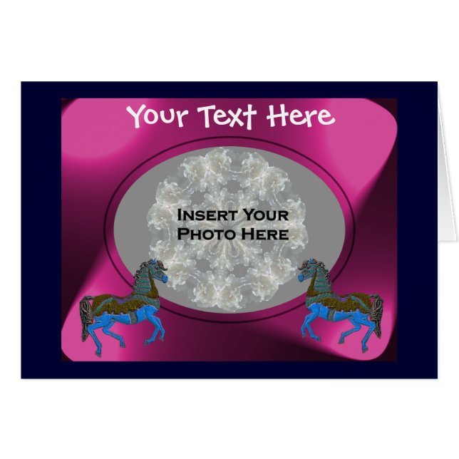 Carte photo des chevaux de carrousel colorés (Devant horizontal)