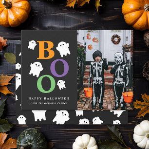 Carte photo d'Halloween Boo Cute Ghost
