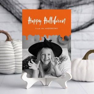 Carte photo d'Halloween orange sang