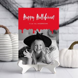 Carte photo d'Halloween rouge sang