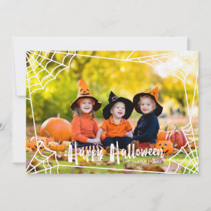 Carte photo d'Halloween Spiderweb Frame