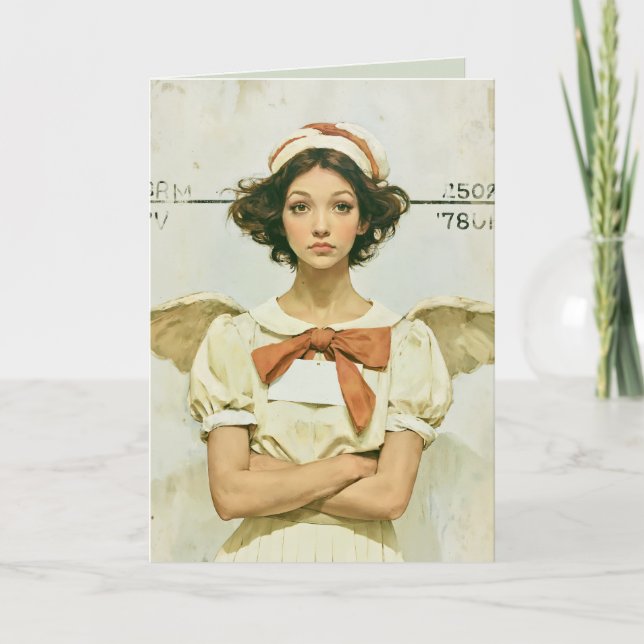 Carte Photo d'identité d'un ange de Noël pas si innocent (Devant)