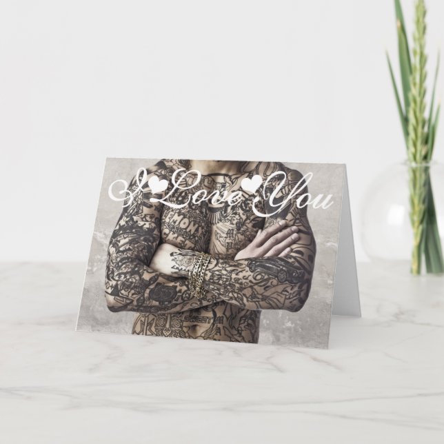 Carte Photo d'image de tatouage corporel masculin Je t'a (Devant)