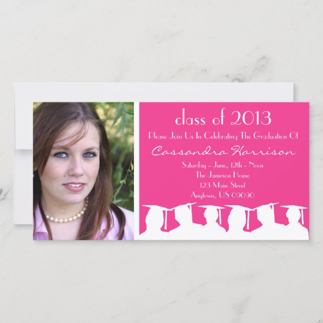Carte photo d'invitation à la graduation (Silhouet (Devant)
