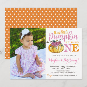 carte photo d'invitation Citrouille pour le premie