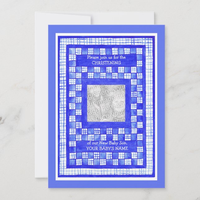 Carte photo d'invitation de baptême personnalisabl (Devant)