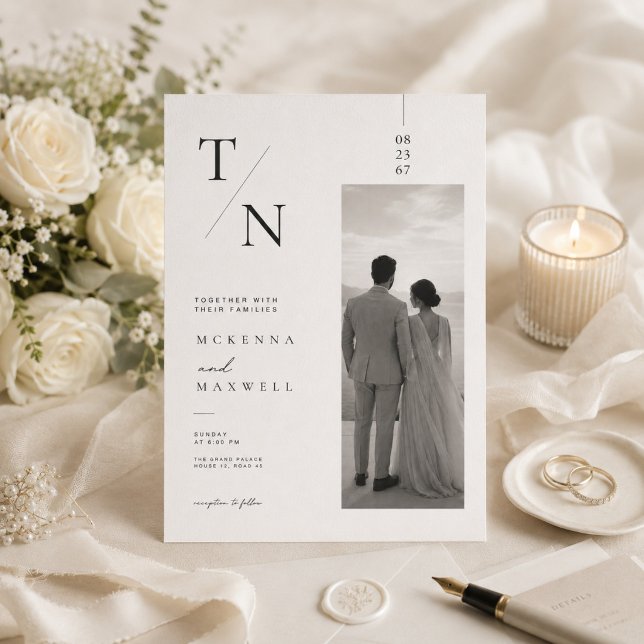Carte photo d'invitation de mariage à monogramme m (Créateur téléchargé)
