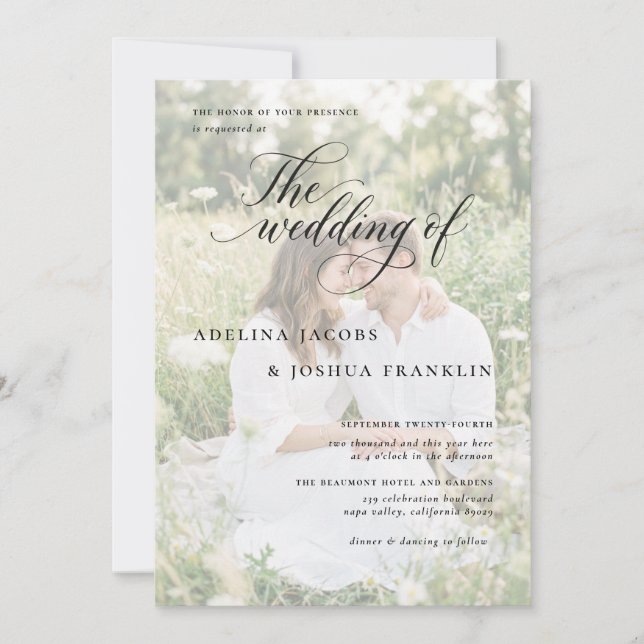 Carte photo d'invitation de mariage romantique aér (Devant)