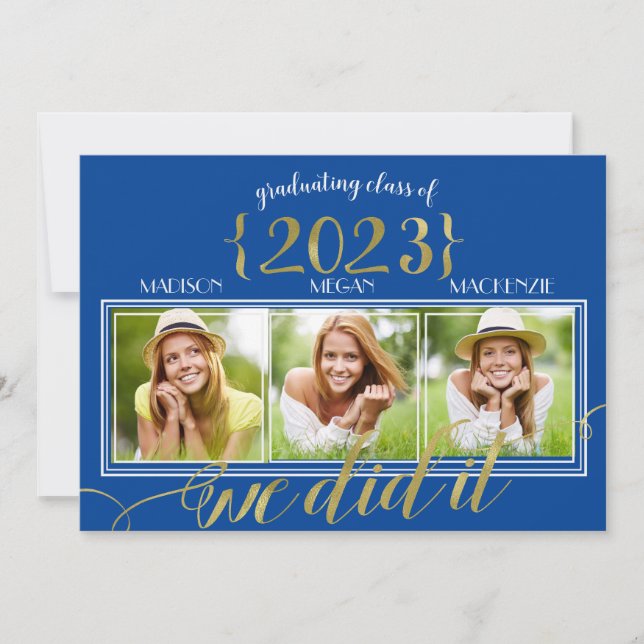 Carte photo diplômé de trois couleurs personnalisé (Devant)