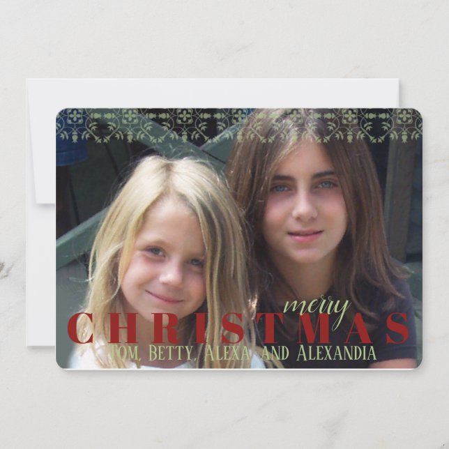 Carte photo double face flocon de neige rouge fonc (Devant)