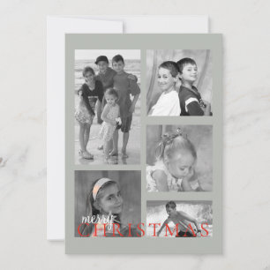 Carte photo double face Merry Mistletoe en gris
