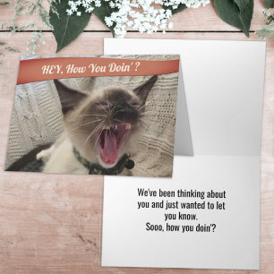 Carte Photo drôle de chat siamois qui hurle How You Doin