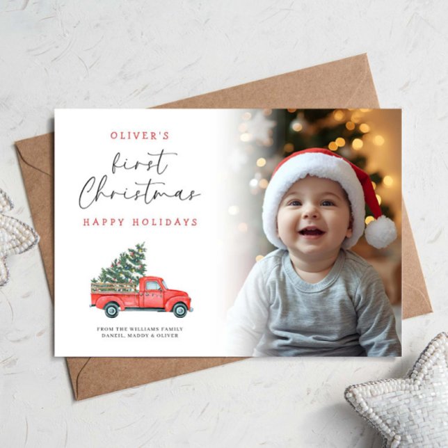 Carte Photo du 1er Camion de Noël du bébé Arbre de Noël (Créateur téléchargé)