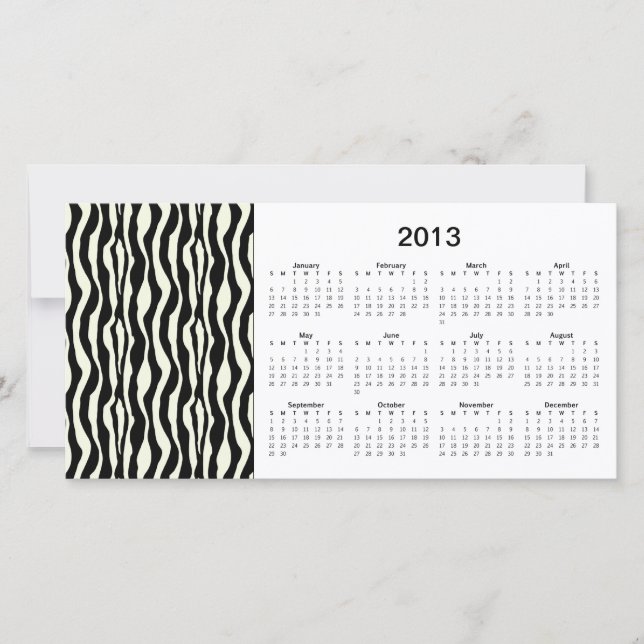 Carte photo du calendrier Zebra Stripes 2013 (Devant)