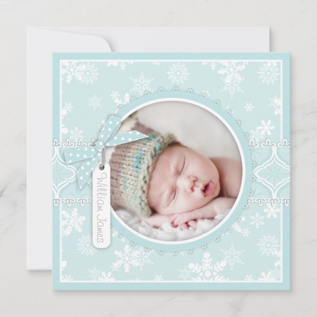 Carte photo du Faire-part de naissance de neige (Devant)