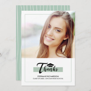 Carte photo du Merci de graduation verte de la men