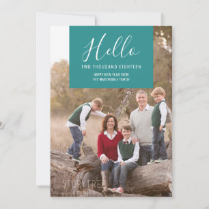 Carte photo du Nouvel An Elegance Squared TURQUO