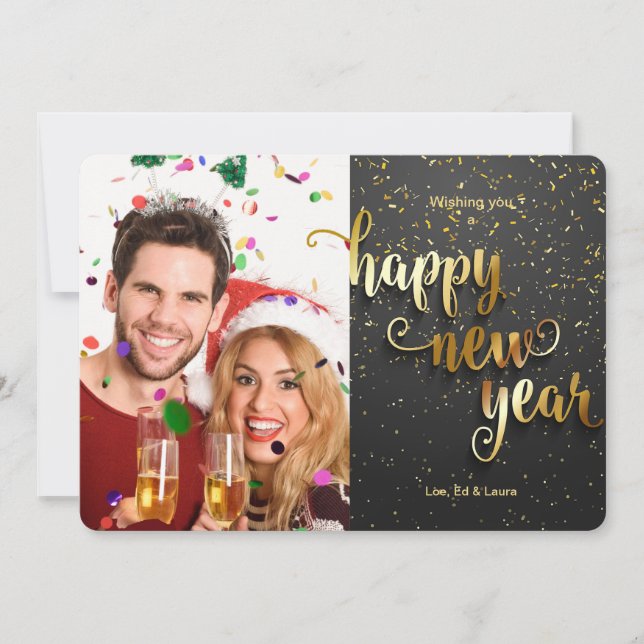 Carte photo du Nouvel An Happ (Devant)