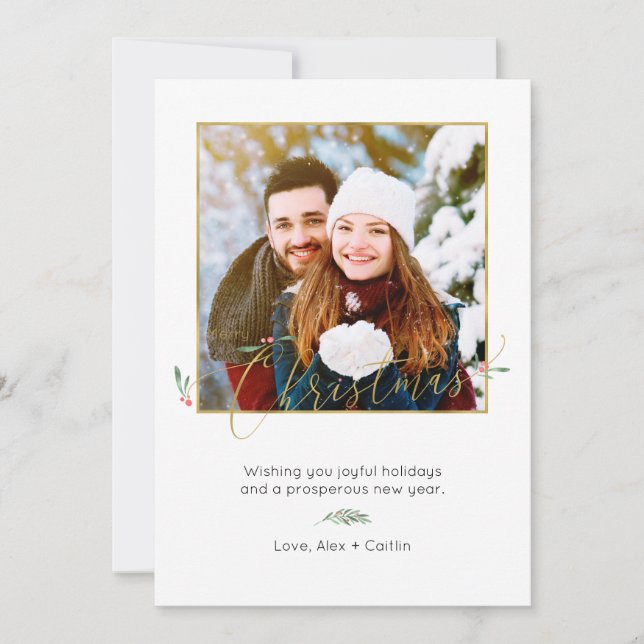 Carte photo élégant minimaliste Joyeux Noël (Devant)