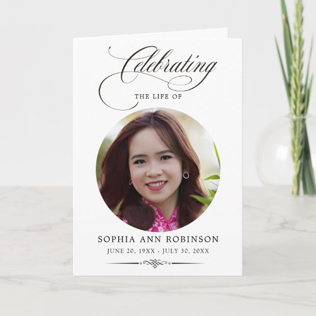 Carte Photo Elegant Script Memorial Remembrance Program  (Devant)