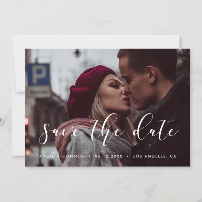 Carte photo élégante de save the date (Devant)