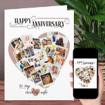 Carte Photo en forme de coeur Montage Big Mariage Annive<br><div class="desc">Bonne carte d'anniversaire pour votre femme ou votre mari. Le modèle est mis en place pour vous d'ajouter 20 de vos photos préférées ainsi que de personnaliser le libellé sur le devant, le message personnalisé à l'intérieur et l'année à l'arrière. Vos images sont affichées en format carré / instagram avec...</div>