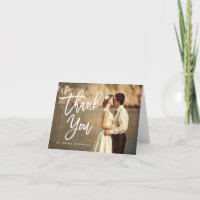 Carte photo en lettres de Merci de mariage de main