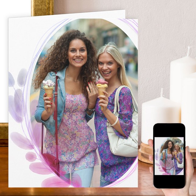 Carte Photo encadrée de feuille d'aquarelle pour n'impor (Créateur téléchargé)